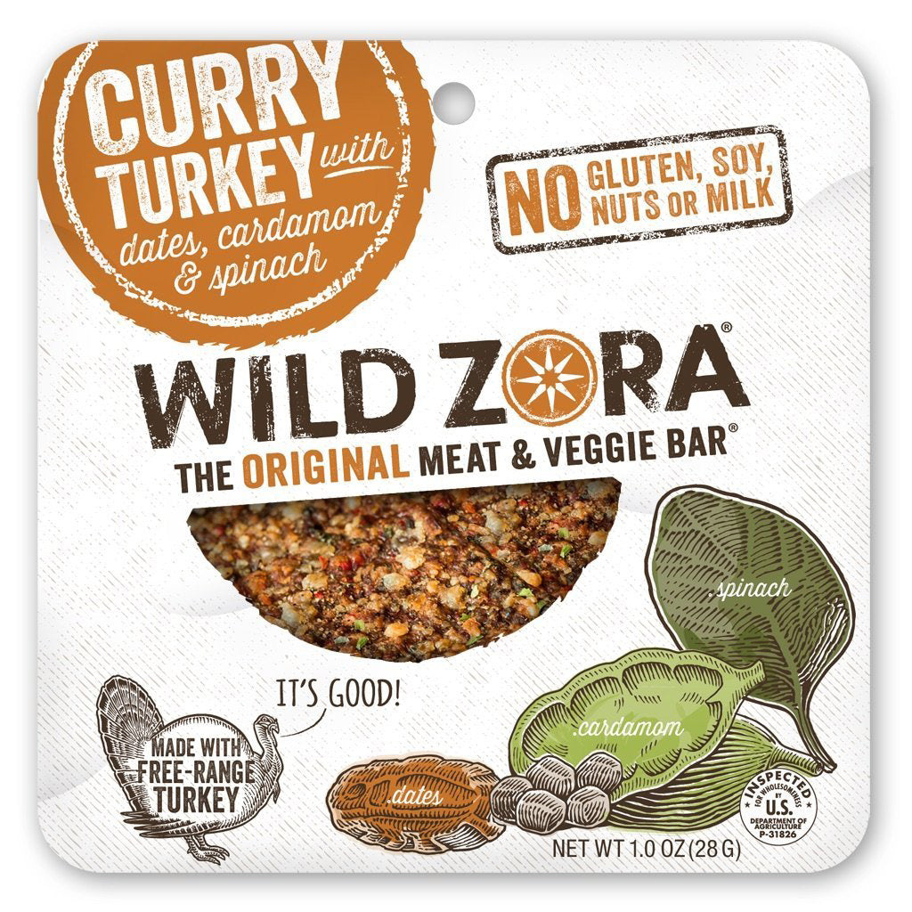 Wild Zora Meat & Veggie Bars, Curry Turkey