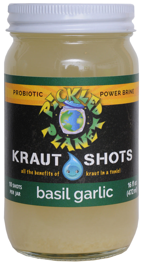 Basil Garlic Organic Kraut Shots, Raw - 16 oz