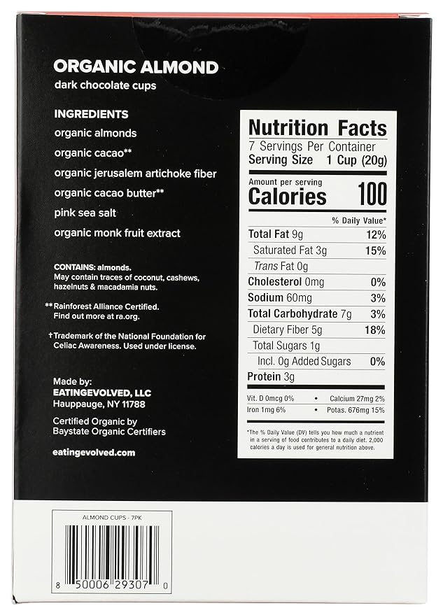 Organic Almond Butter Keto Cups, 4.93 Oz PureTraditions