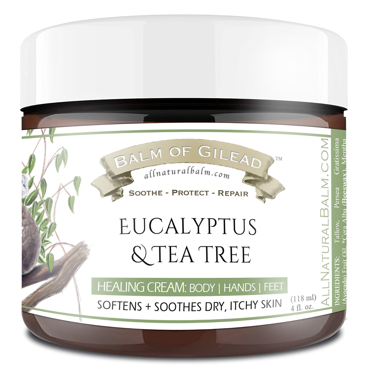 Eucalyptus & Tea Tree Soothing Body Cream, 4oz PureTraditions