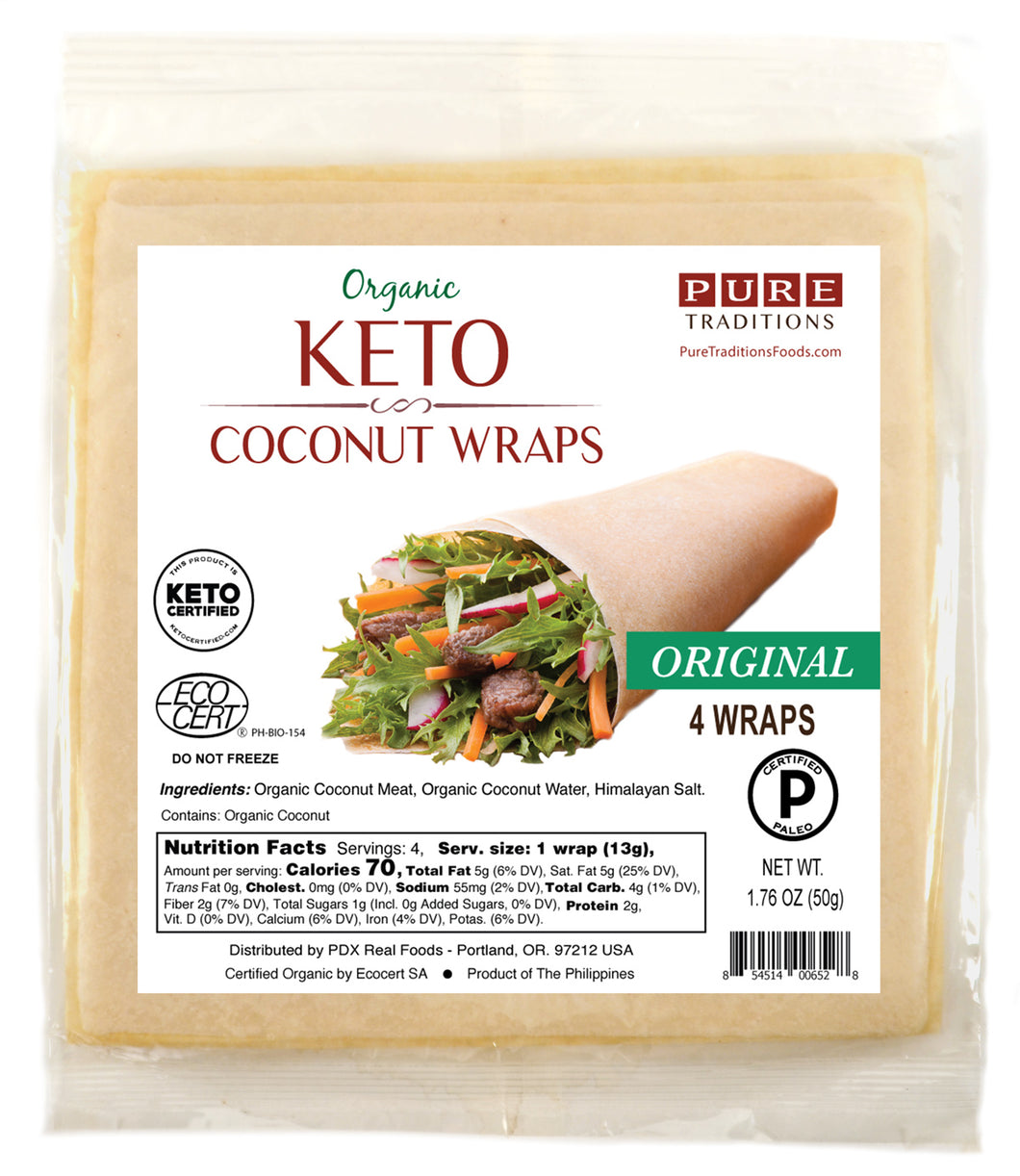 Keto Coconut Wraps, Original Flavor, Organic, (4 per pack)