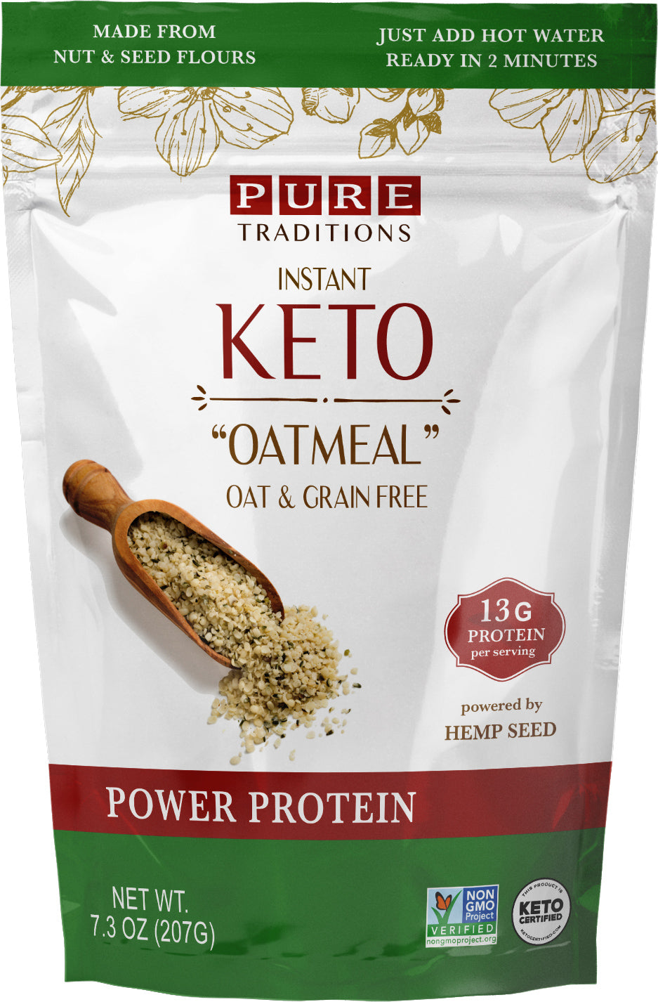 Instant Keto Oatmeal, Power Protein (13g Protein per serving)