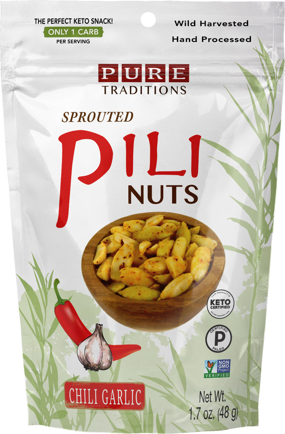 Sprouted Pili Nuts, Chili Garlic